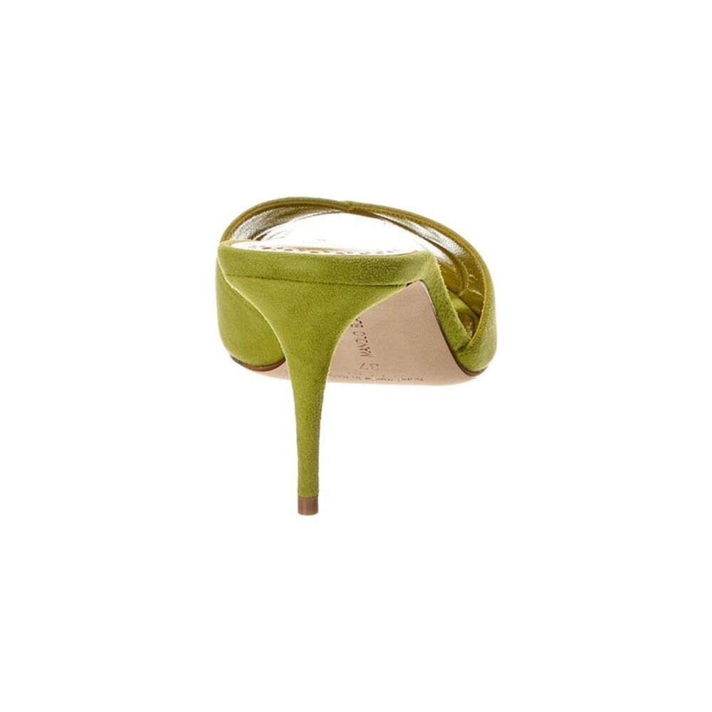 Manolo Blahnik Mumbimu 70 Suede Mule, Green - Picture 3 of 5